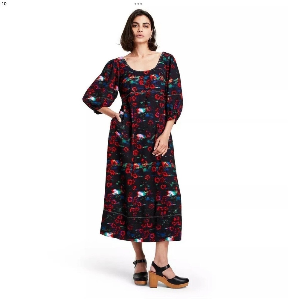 Rachel Comey x Target midi dress dark floral print fall wedding guest  medium